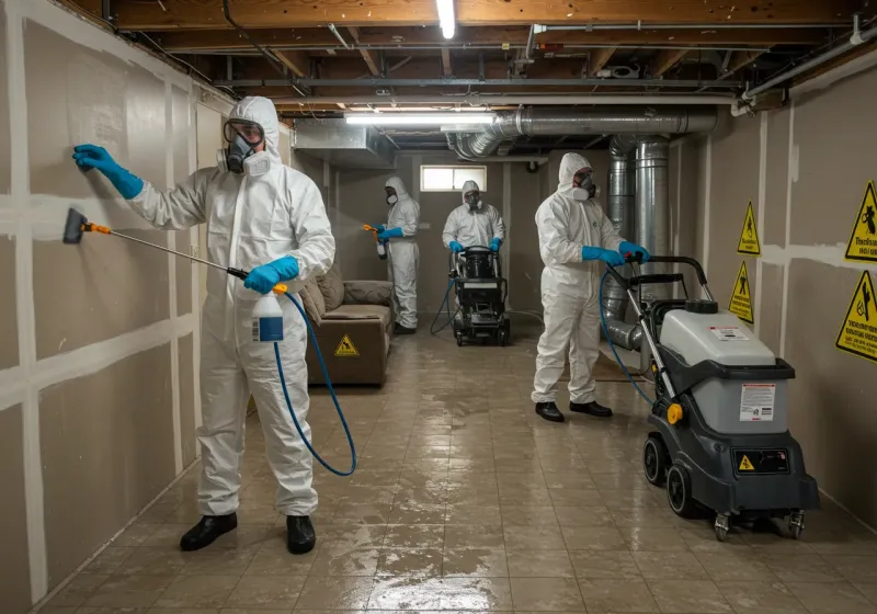 Basement Moisture Removal and Structural Drying process in Gardere, LA